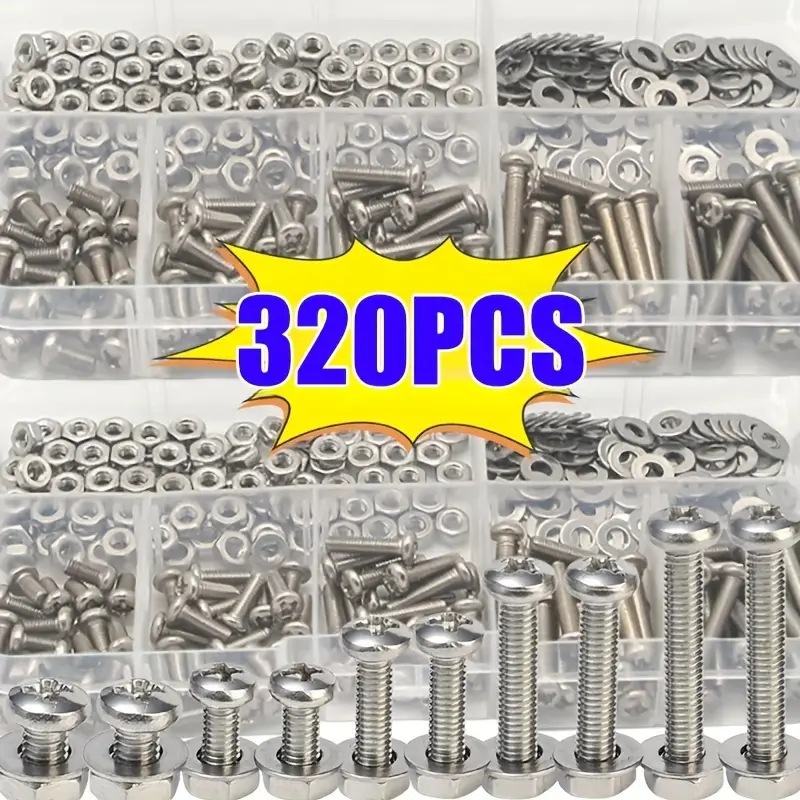 320PCS Hex Nuts & Bolts Set M2 - Furniture Hardware Nut ulasan dan harga