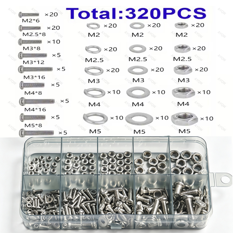 320-piece hex nut and bolt set - Furniture Joinery Hardware ulasan dan harga