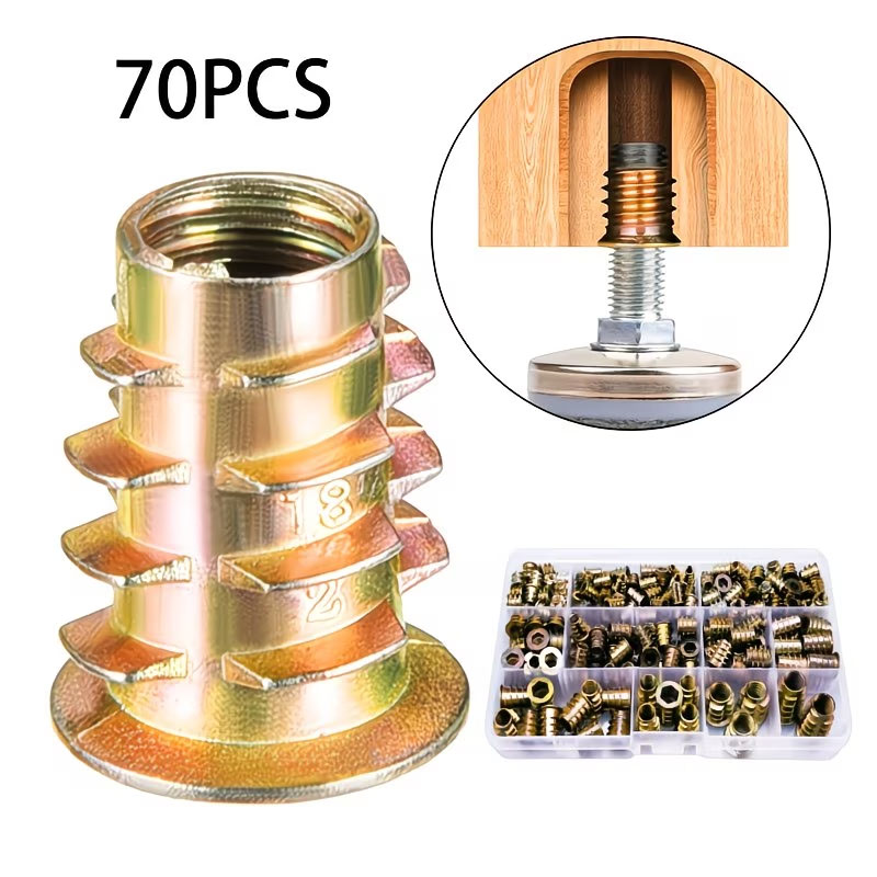 70pcs Threaded Insert Nut E-nu - Furniture Hardware Threaded Inserts ulasan dan harga